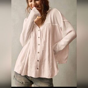 Women's Cream Button-Up Top Boho